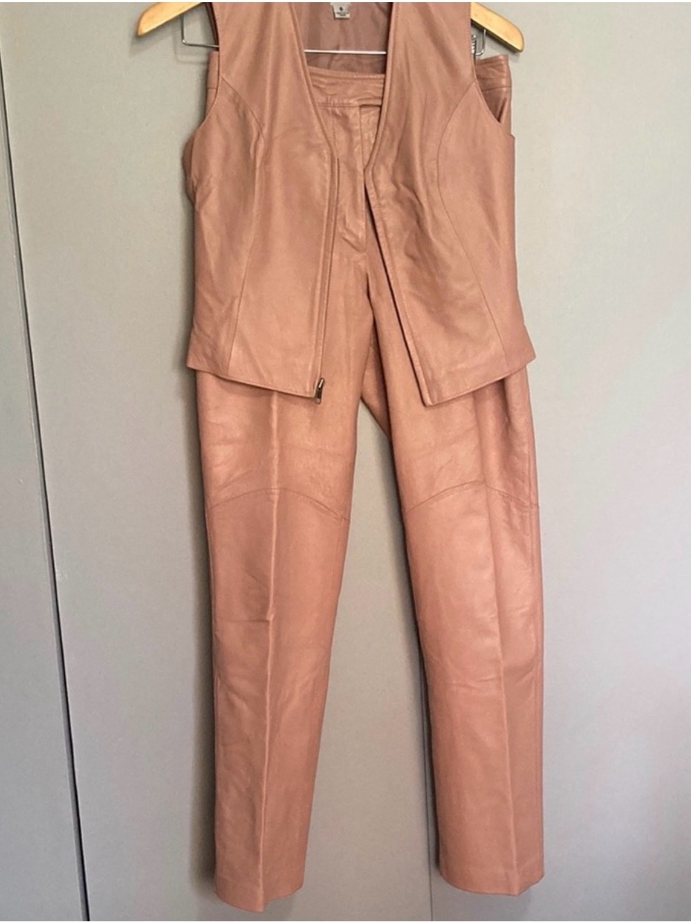 Wilsons Leather Straight-Leg Leather Pants in Blush Tan